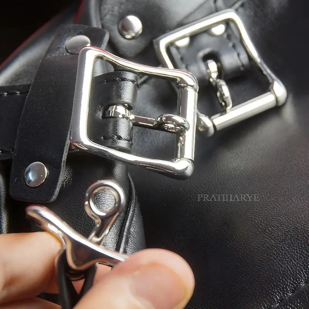 PU Leather Head Hood Blindfold Bondage