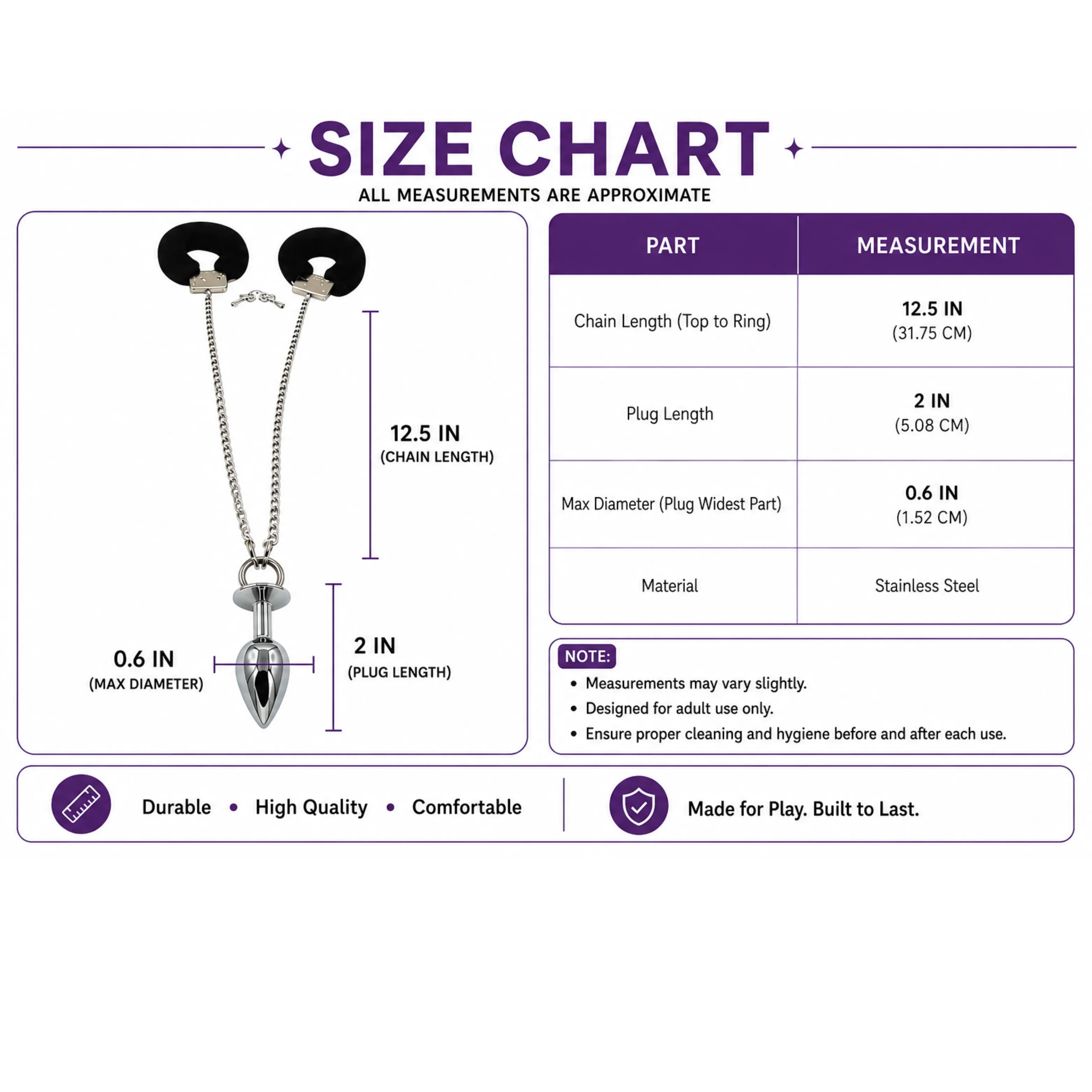 Soft Furry Steel Handcuff with Butt Plug Chain
