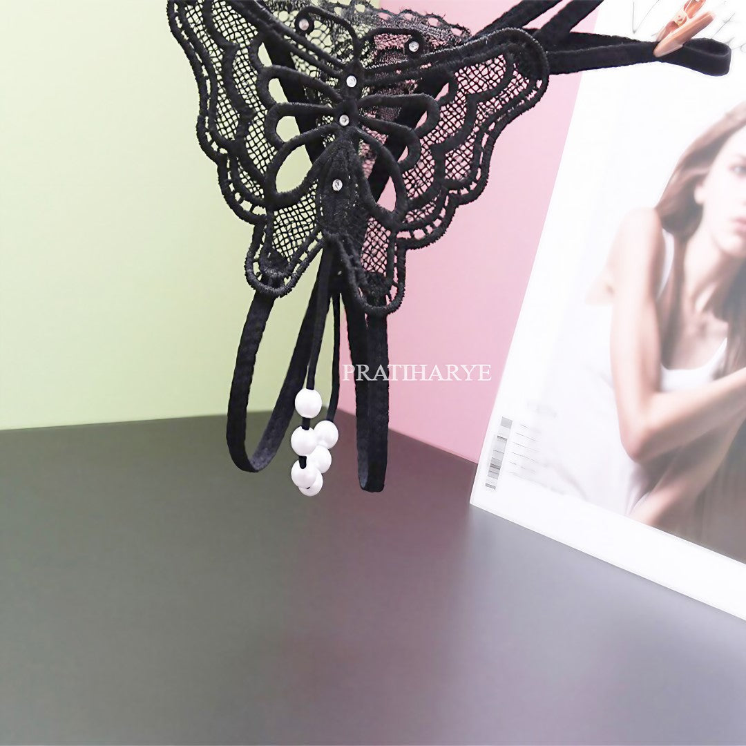 Butterfly Pearl Lace Thong