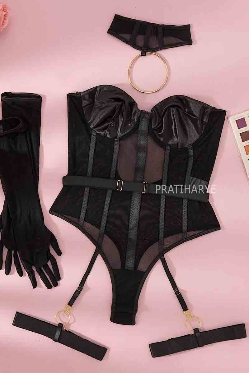 Premium Strapless Bodysuit with Gloves