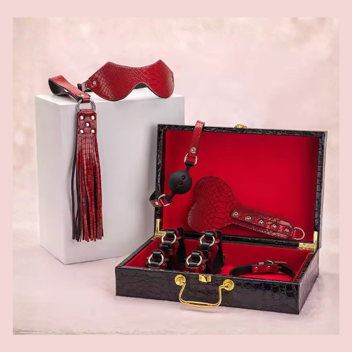 Premium 12pc Crocodile Print BDSM Kit with Free Box