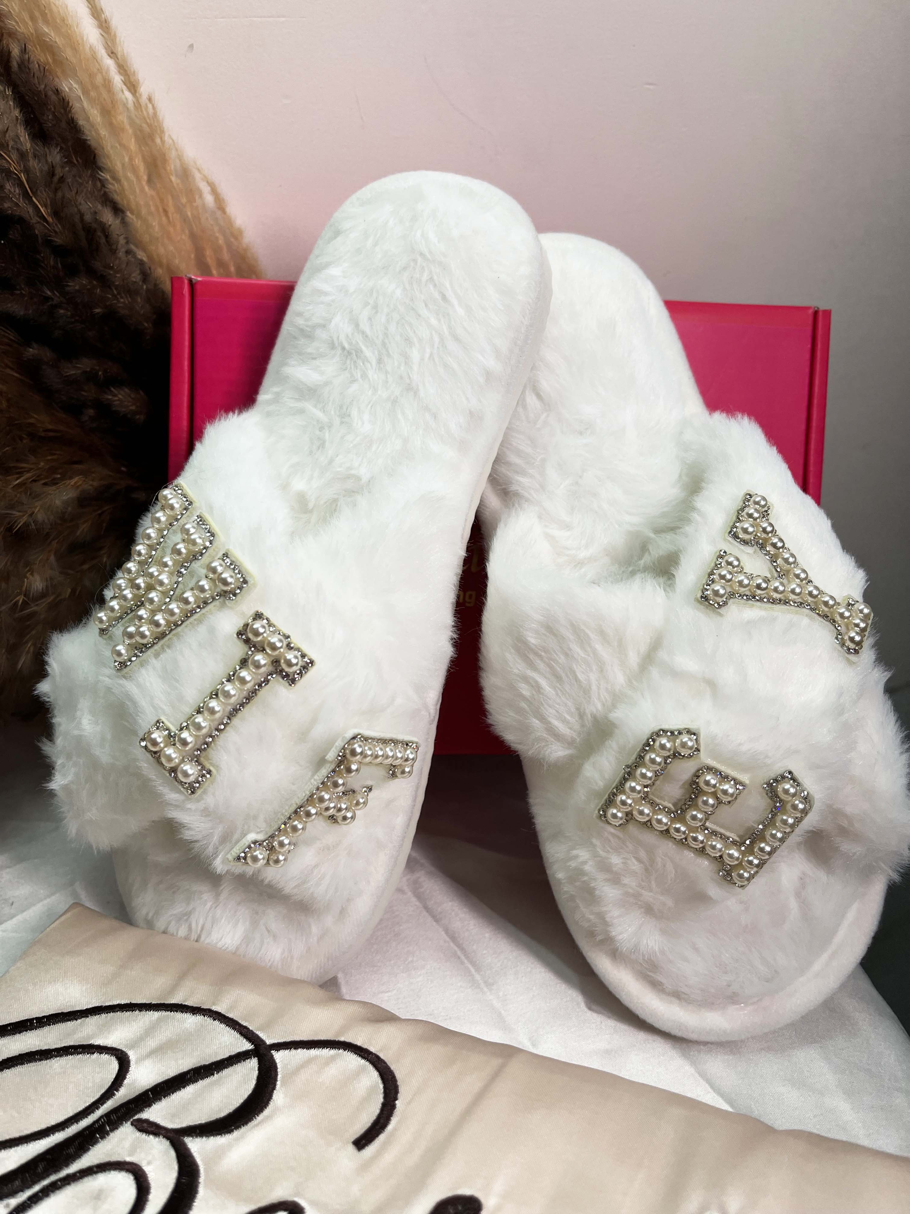 Premium Cute Fluffy Bride & Wifey Slippers