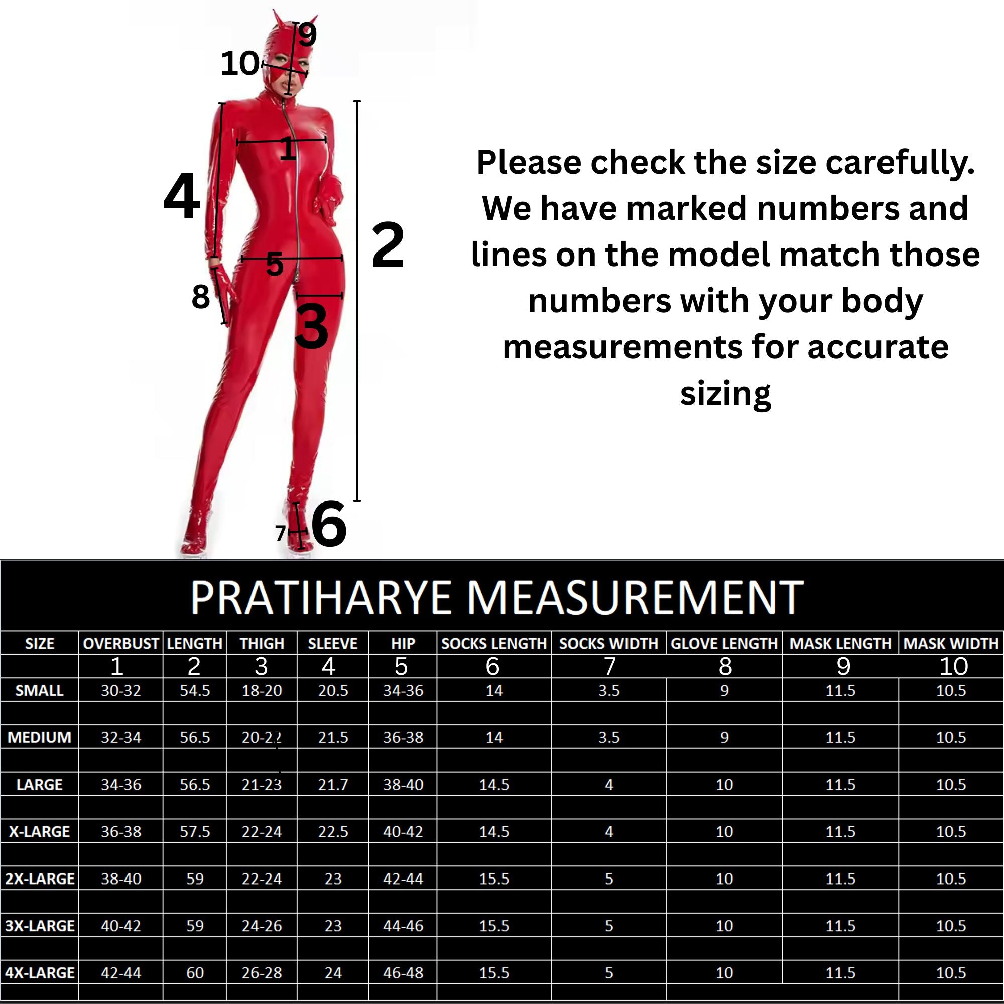 Pu Leather Catsuit With Mask Gloves & Legs