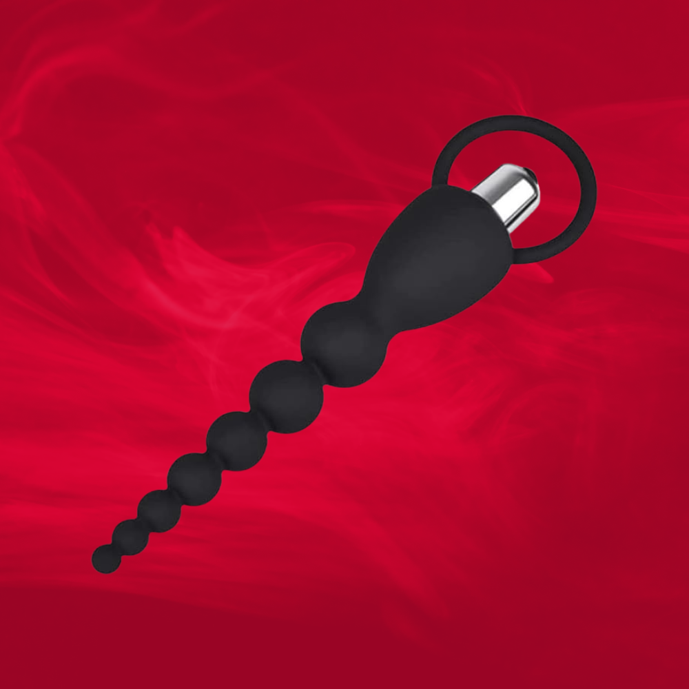 Vibrating Silicone Graduated Long Beaded Plug