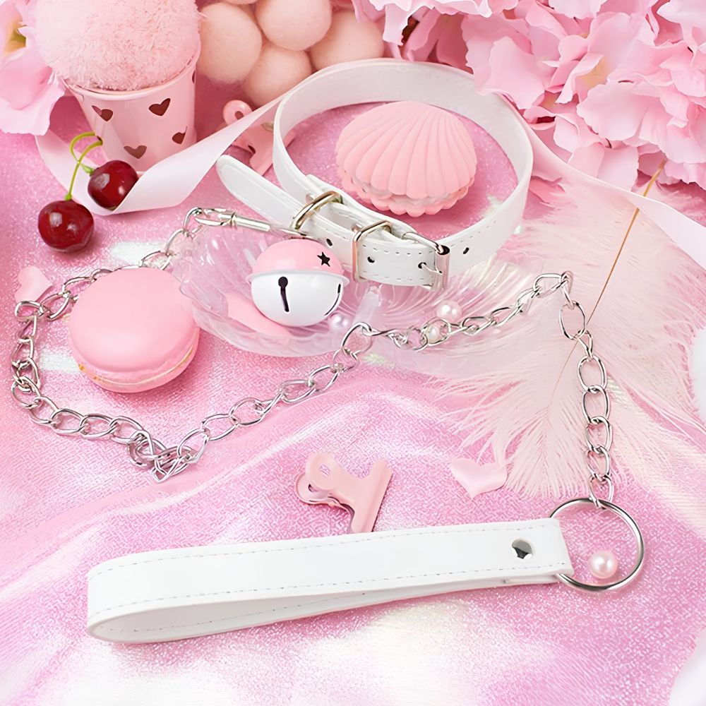 Cute Pink Collar Leash With Bell Charm