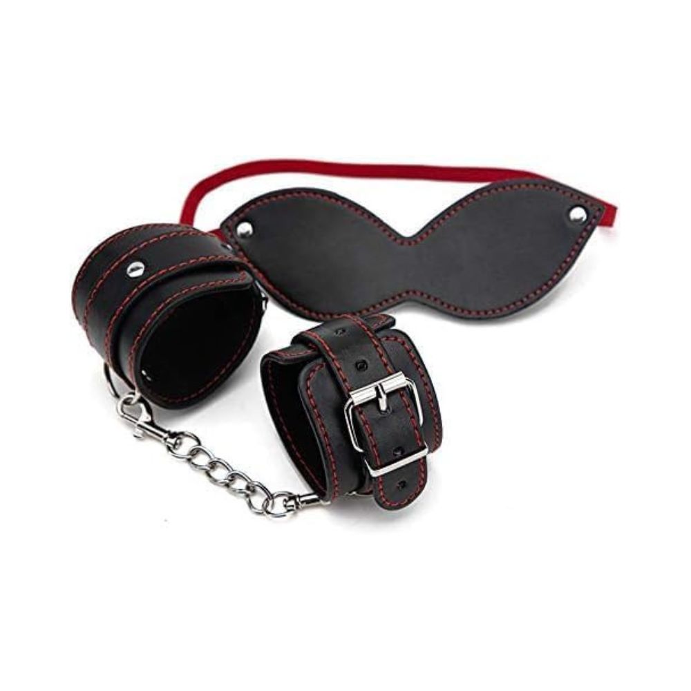 3pc Bondage Blindfold & Cuffs Set