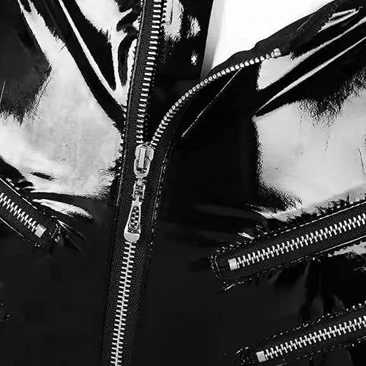 Open Crotch High Waist Full Zipper Latex Short