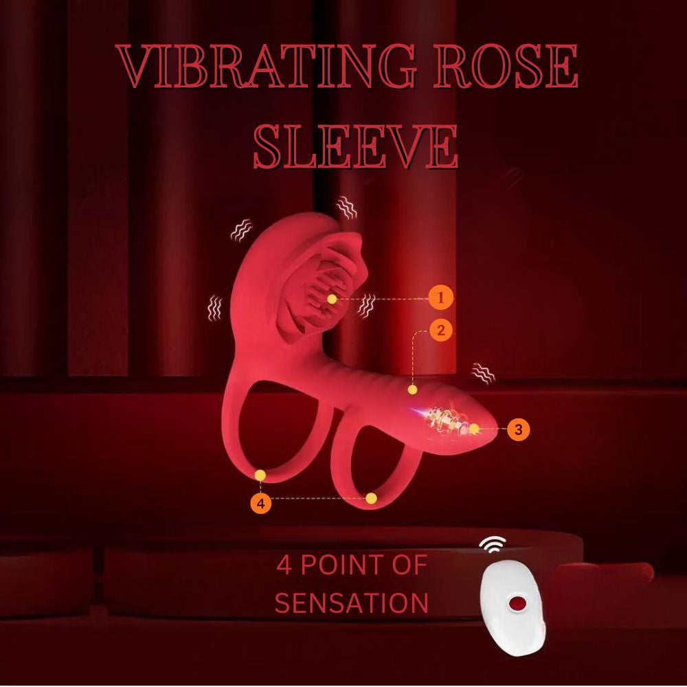 Men Wireless Remote Control Vibrating Rose Ring Sleeve Toy