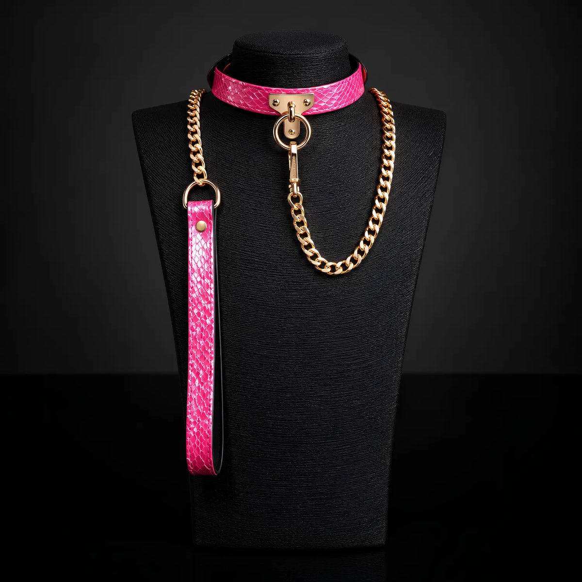 Pink Snake Collar with Chain Leash