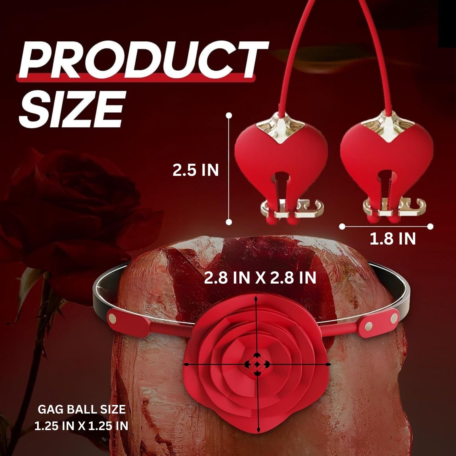 Rose Nipple Clamp Gag Ball with Nipple Clamps