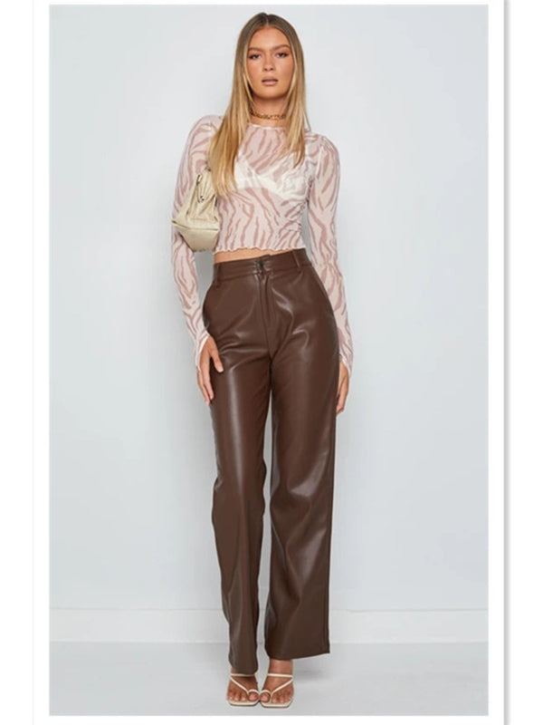 High-Waist Wide Leg Faux Leather Pant