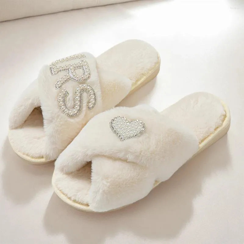 Mrs Furry White Slippers