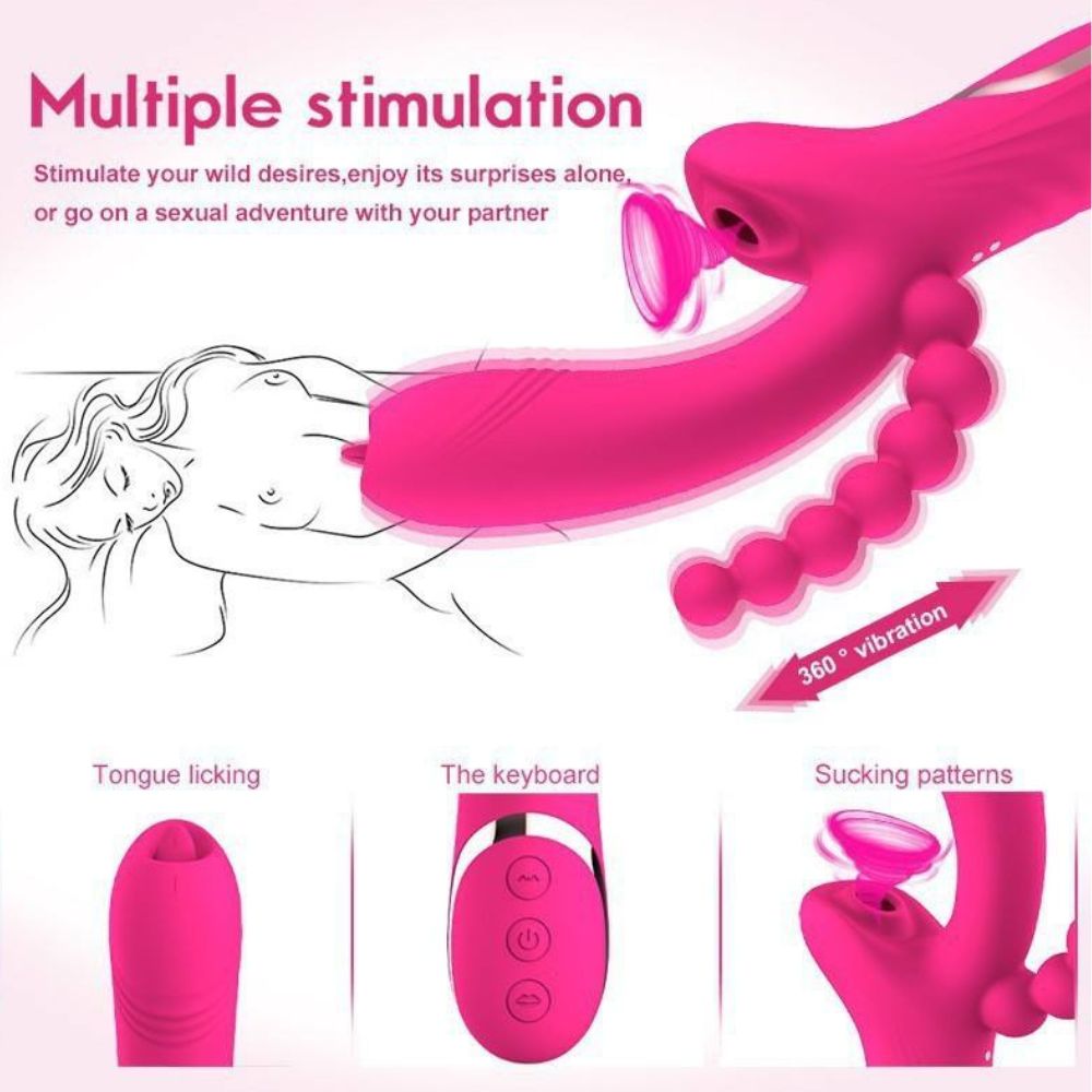 Intense Curve Dual Stimulator Dildo Sucker Vibrator