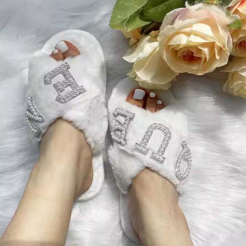 Queen Furry White Slippers
