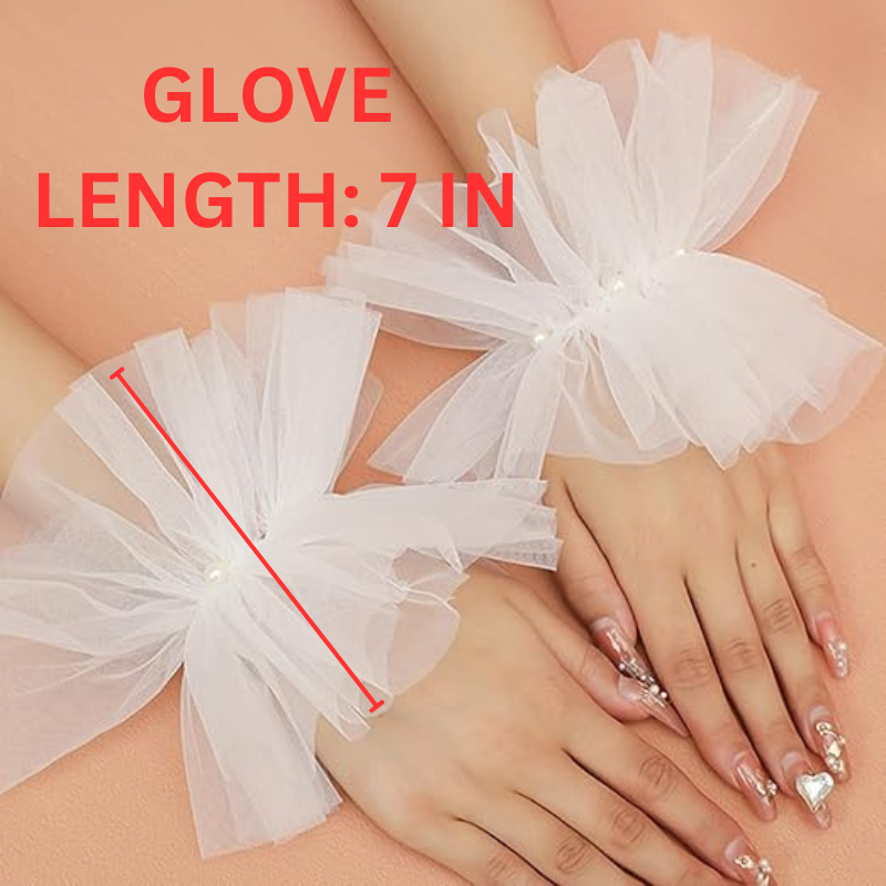 White Ruffle Short Hand Cuffs