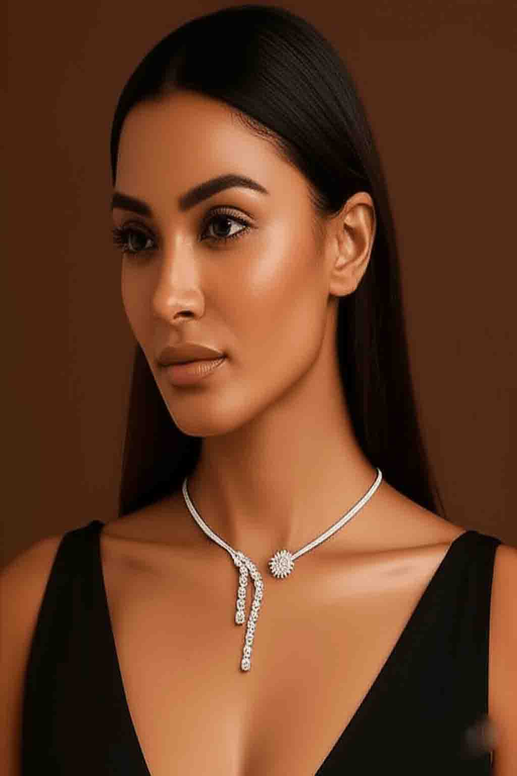 Sexy Silver Rhinestone Neck Choker