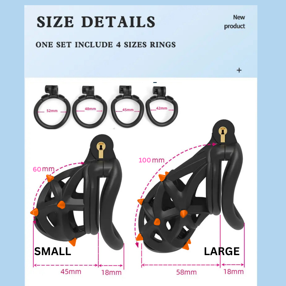 Plastic Silicone Spike Male Chasity Cage lock