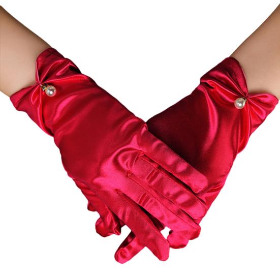 Smooth Pearl Satin Wedding Bridal Gloves
