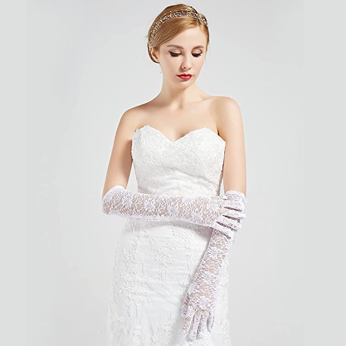 Long Floral Lace Gloves