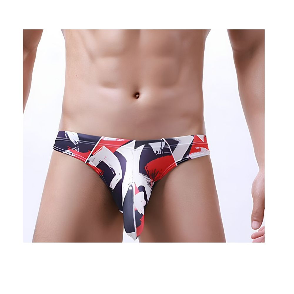 Abstract Print Pouch Thong for Men
