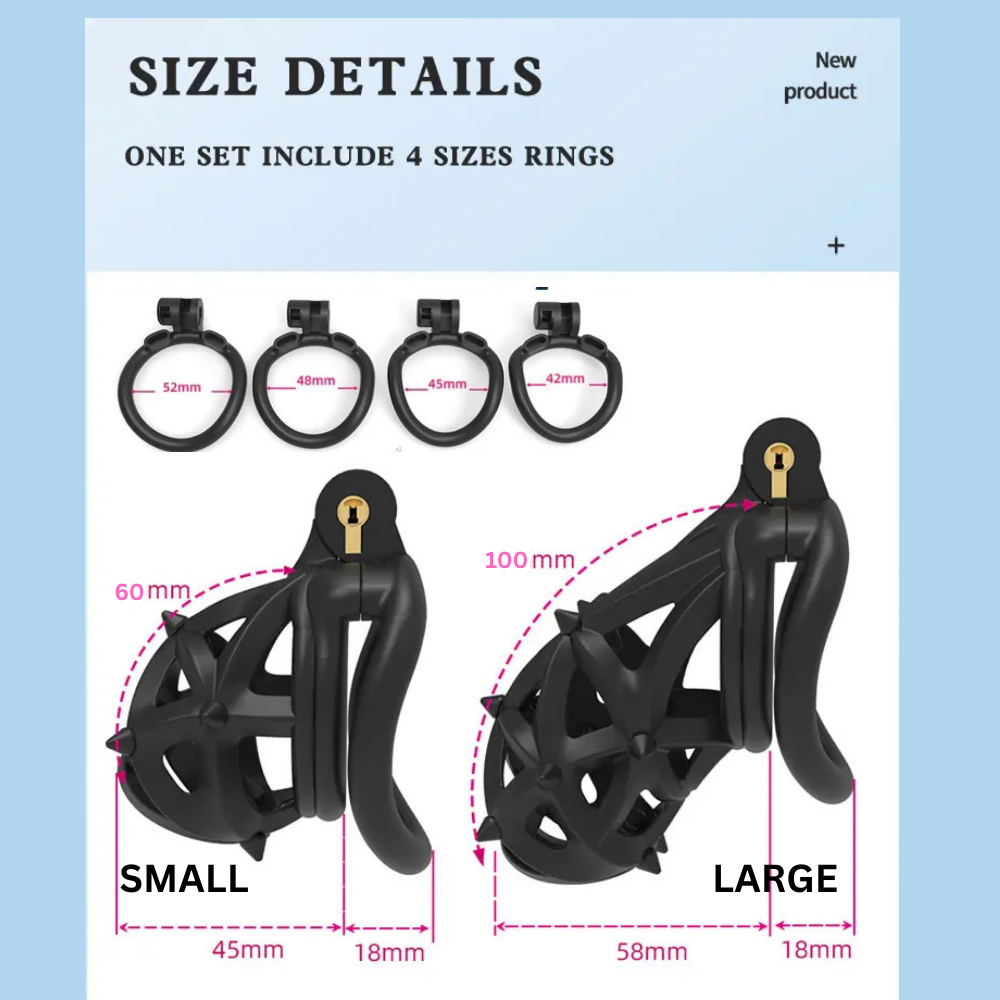 Plastic Silicone Spike Male Chasity Cage lock