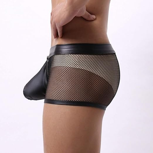 Mesh Leather Patch Men’s Sexy Boxer