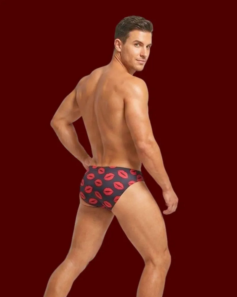 Men Red Lip Print Sexy Brief