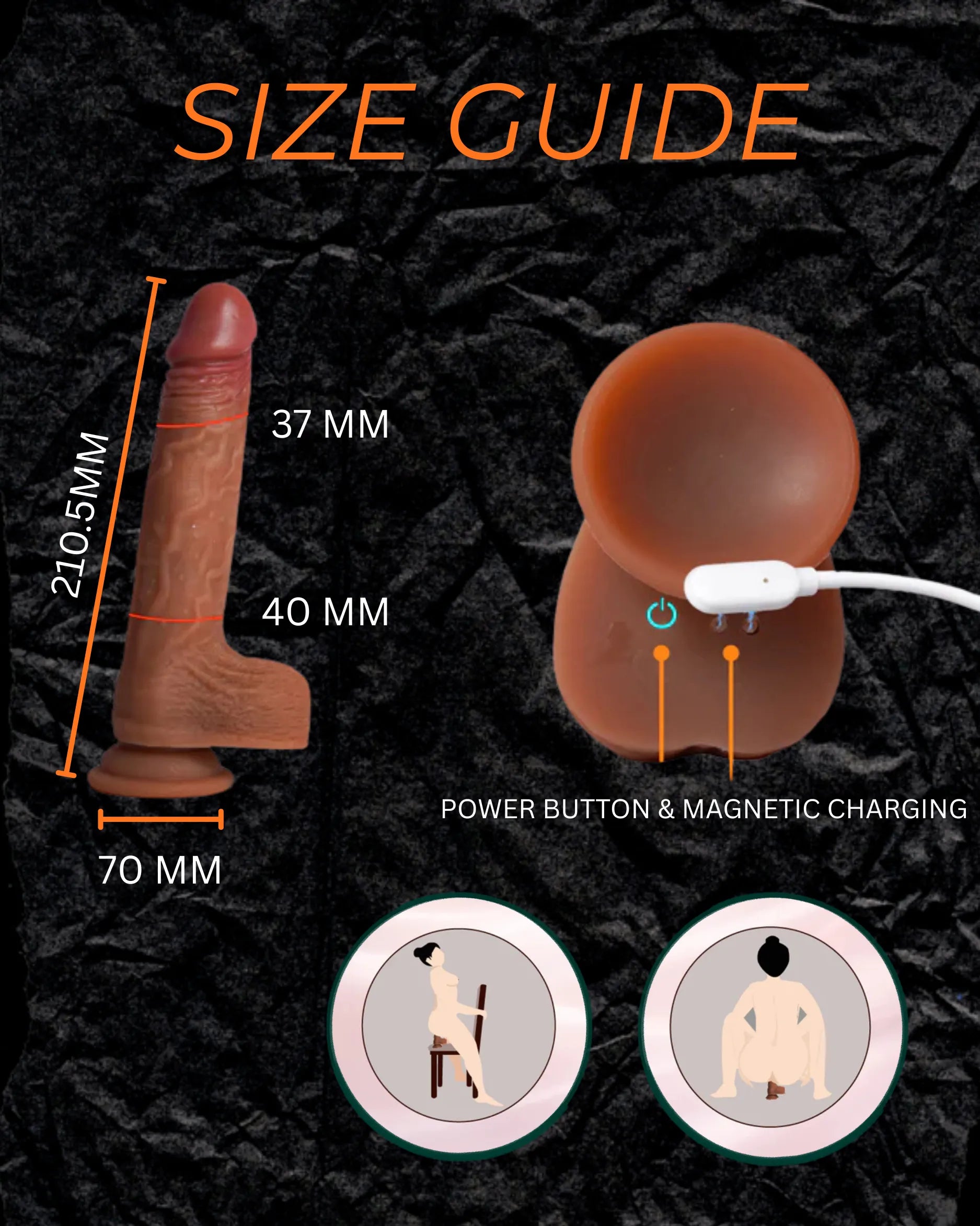 Realistic Silicone 3 in 1 Dil-do with Remote Control, Heating & Telescopic Thrusting