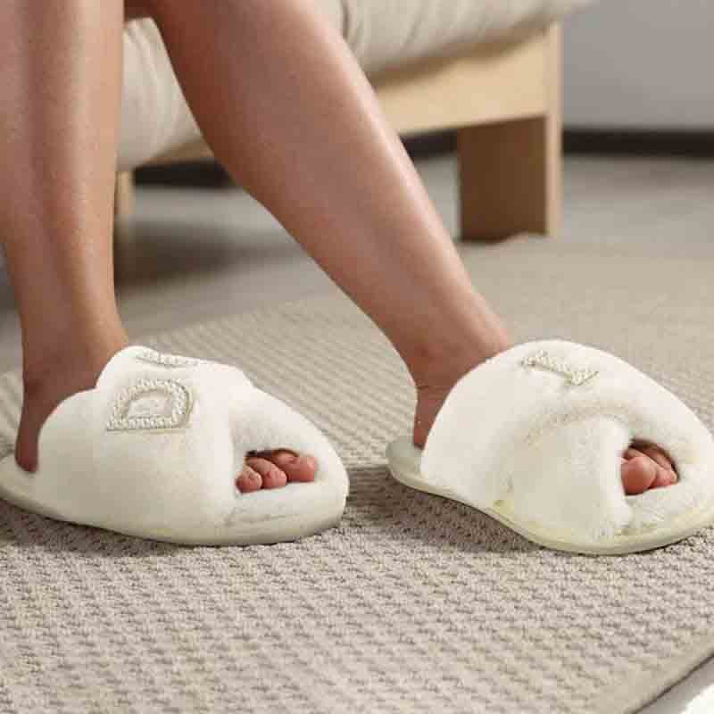 I Do Bride Furry Pearl Slippers