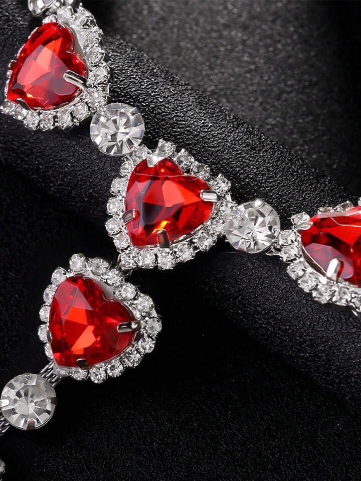 Red Bejeweled Heart Designer Thong