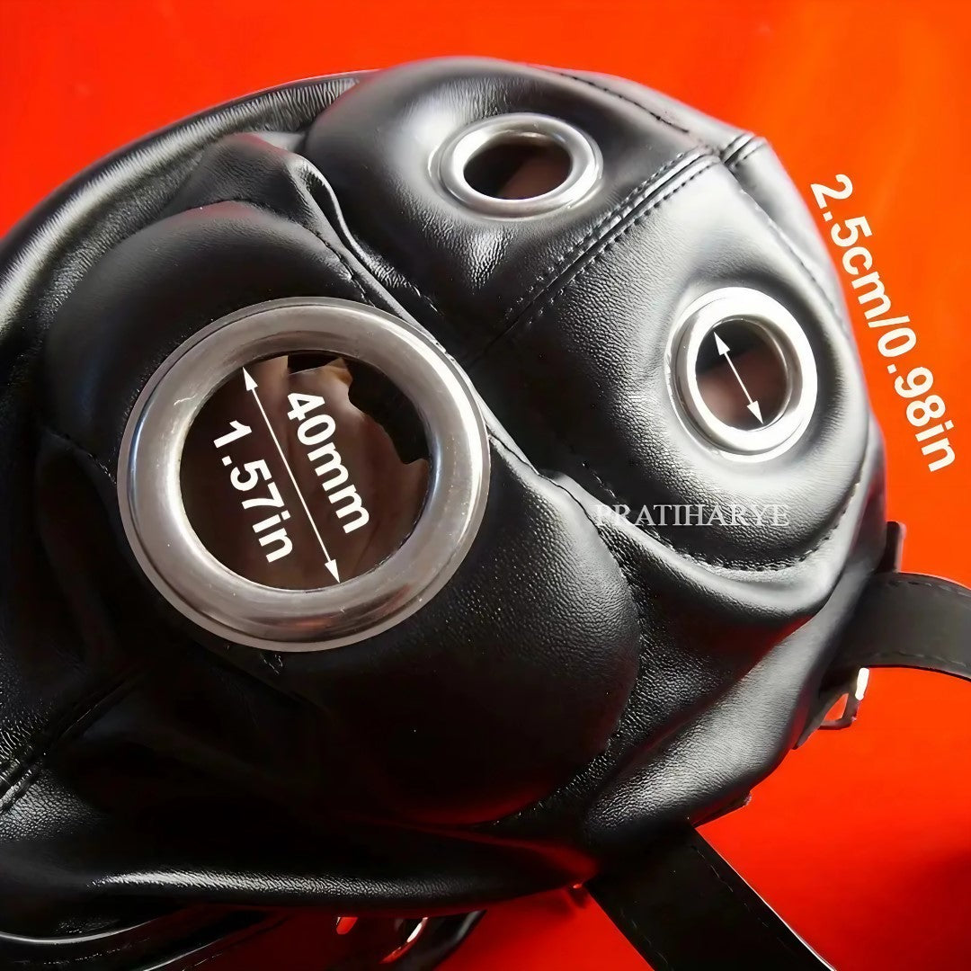PU Leather Head Hood Blindfold Bondage