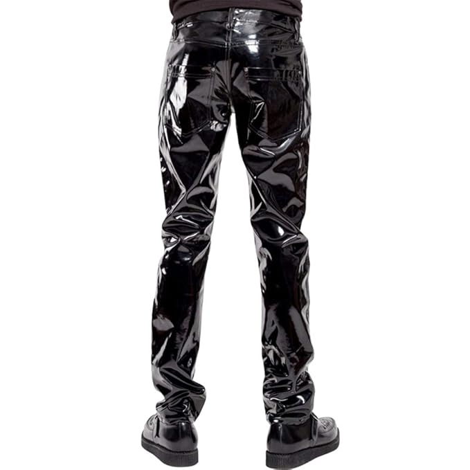 Black High-Gloss Vinyl Leather Pants