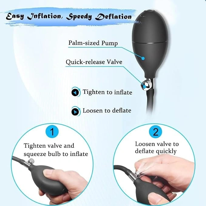 Inflatable Silicone Anal Plug with Hand Pump