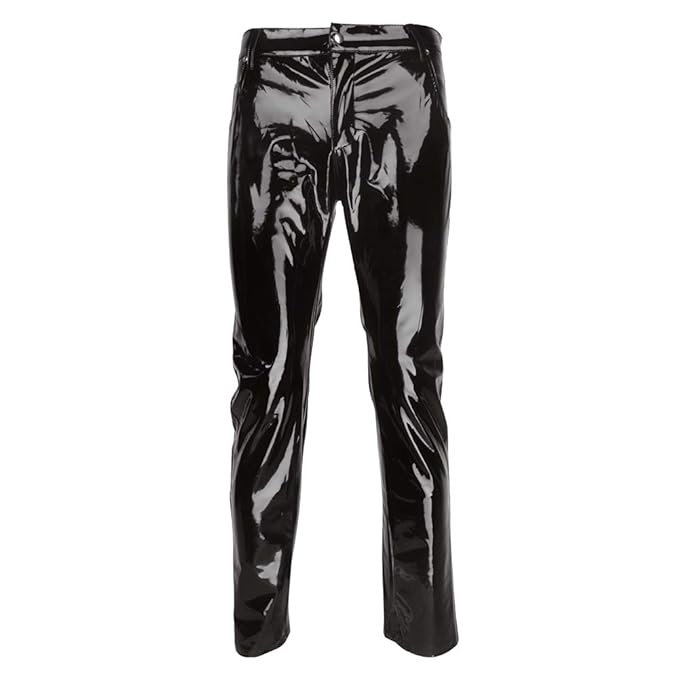 Black High-Gloss Vinyl Leather Pants