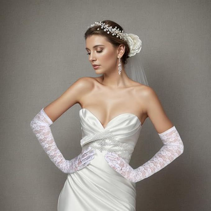 Long Mesh Floral Gloves