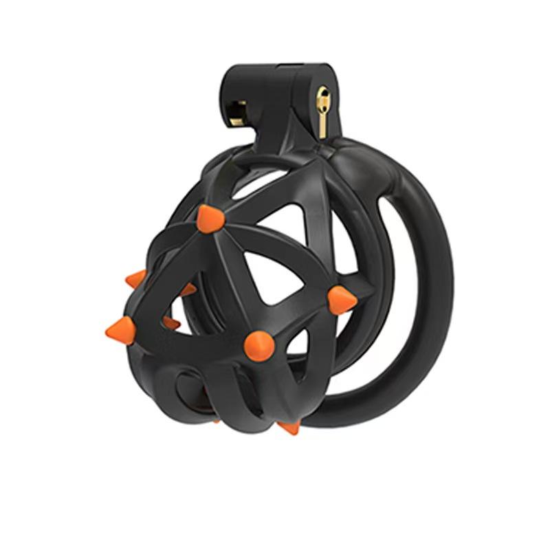 Plastic Silicone Spike Male Chasity Cage lock