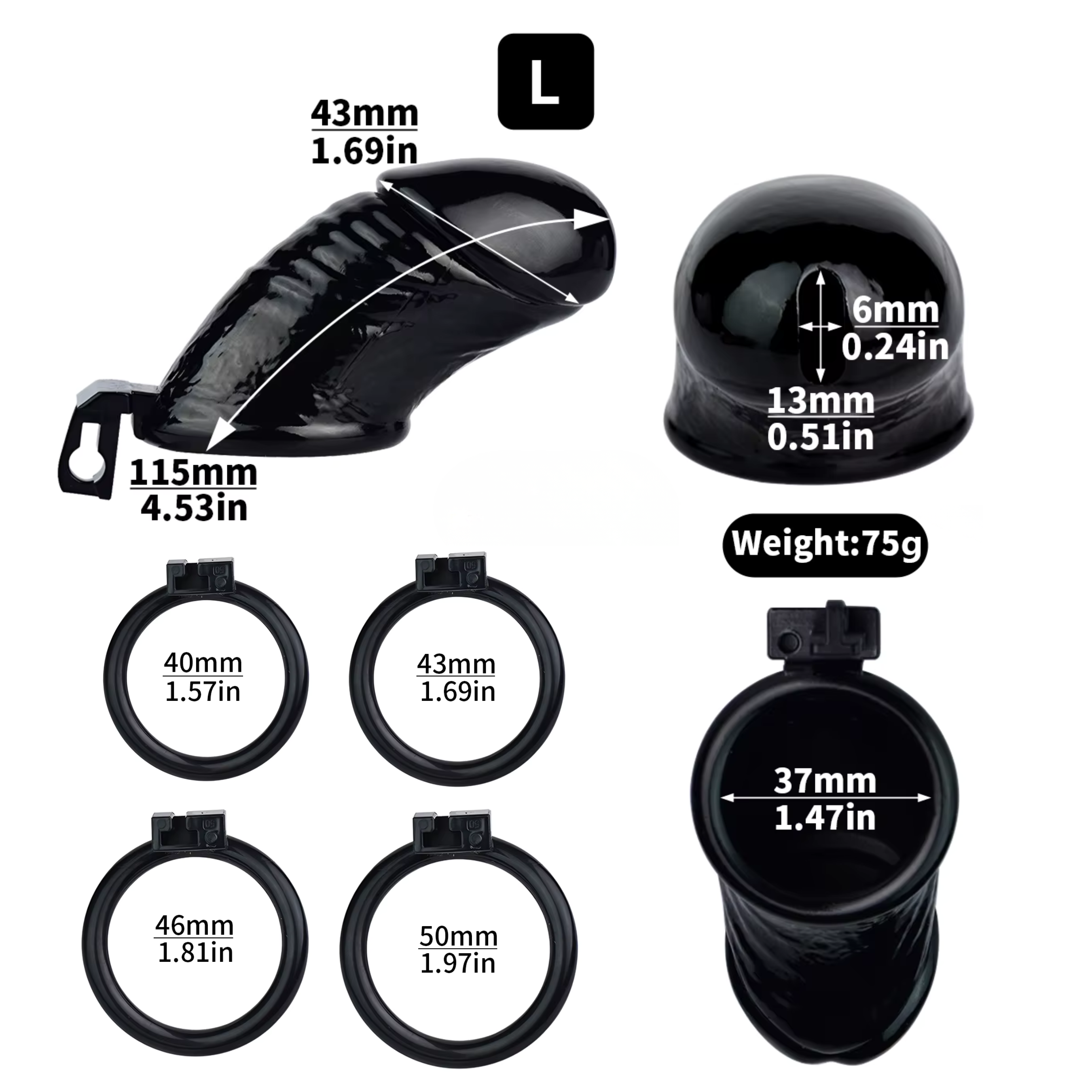 Premium PVC Ribbed Male Chastity Cage