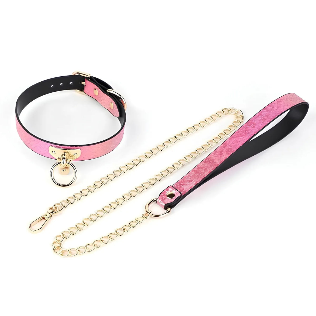 Pink Snake Collar with Chain Leash