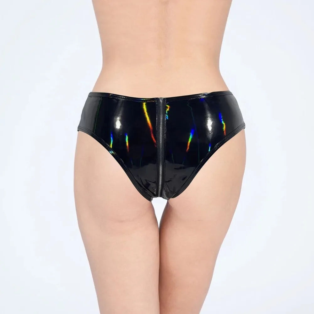 Premium Shinny Full Zip Latex Brief For Women