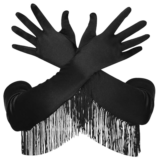 Long Satin Gloves with Tassel