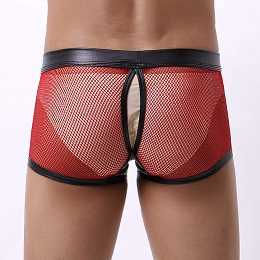 Mesh Leather Patch Men’s Sexy Boxer