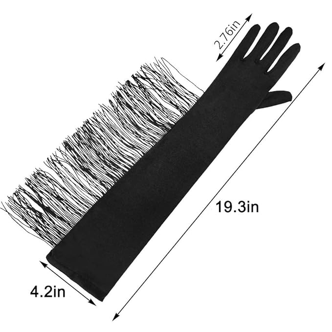 Long Satin Gloves with Tassel