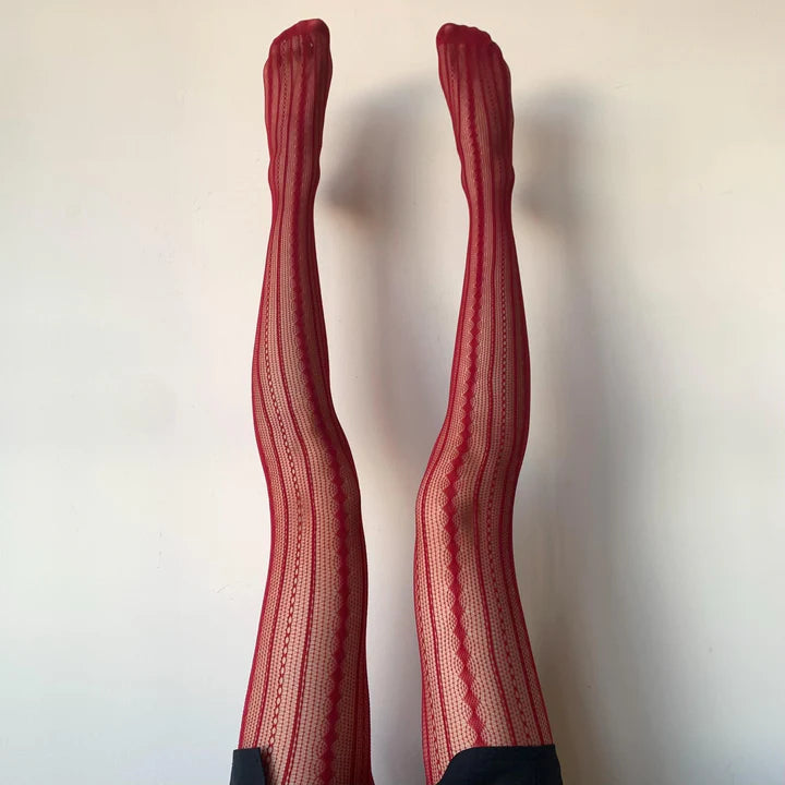 Crimson Desire Fishnet Pantyhose