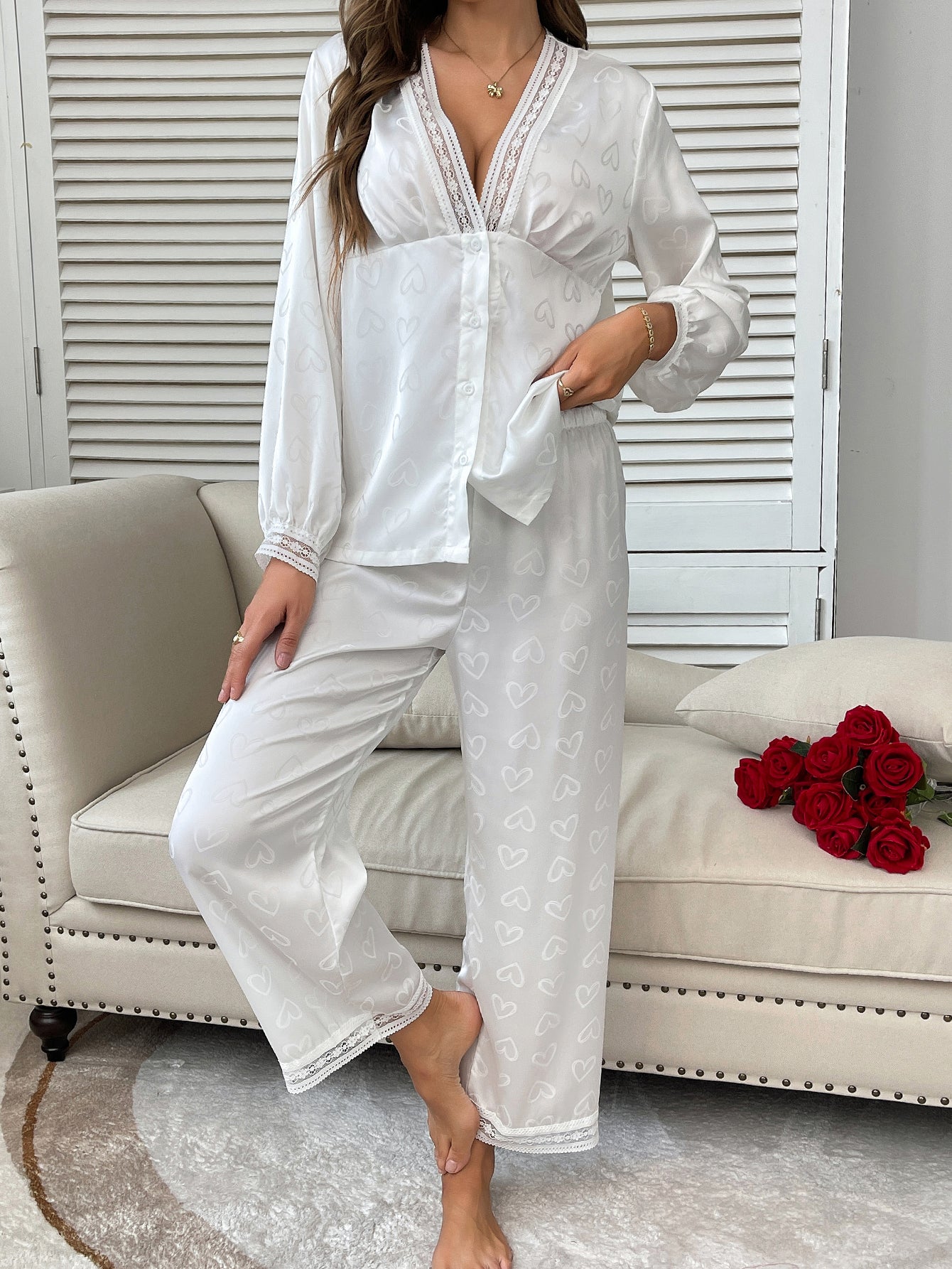 Premium Sweetheart Satin Lounge Set