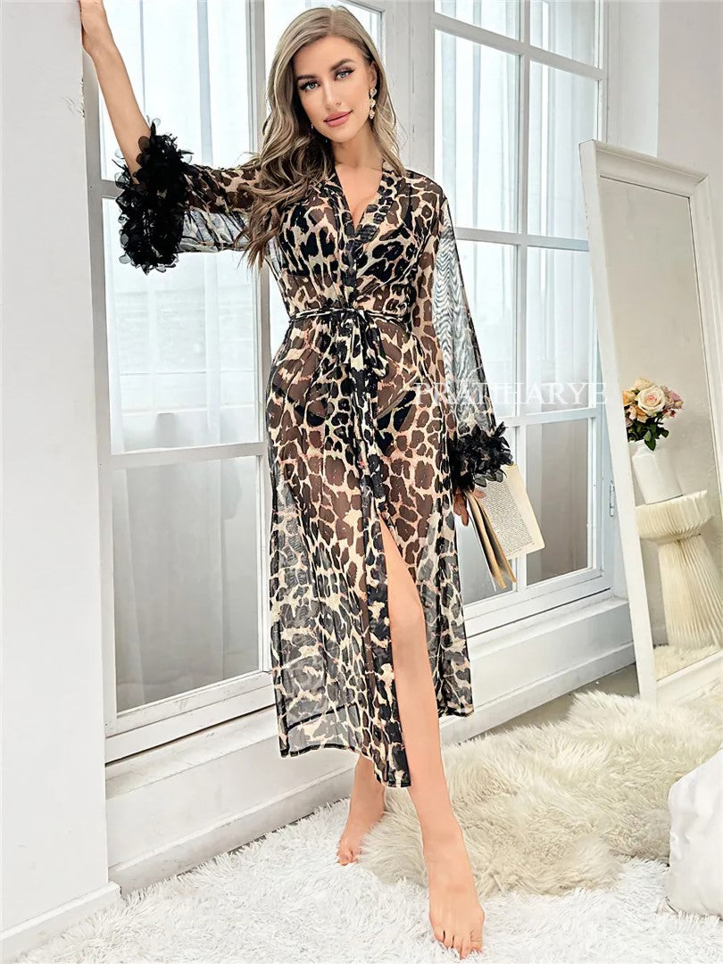 Leopard Print Long Robe