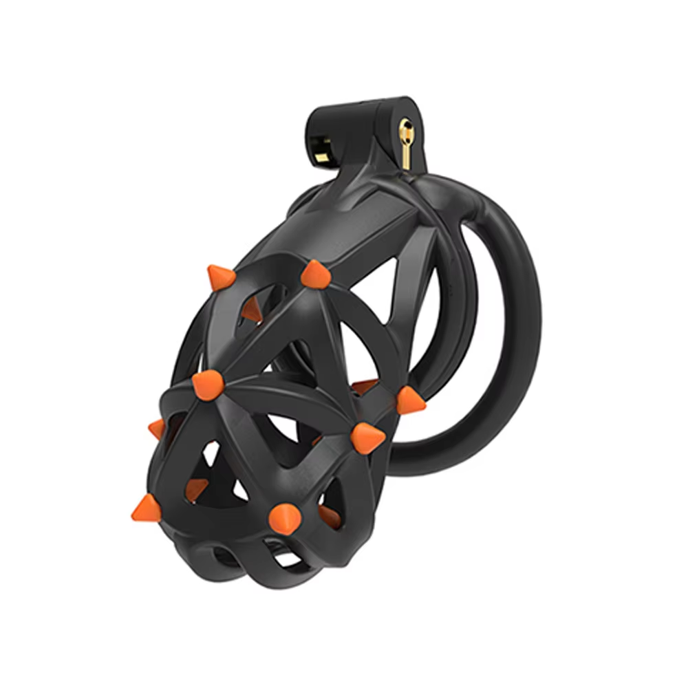 Plastic Silicone Spike Male Chasity Cage lock