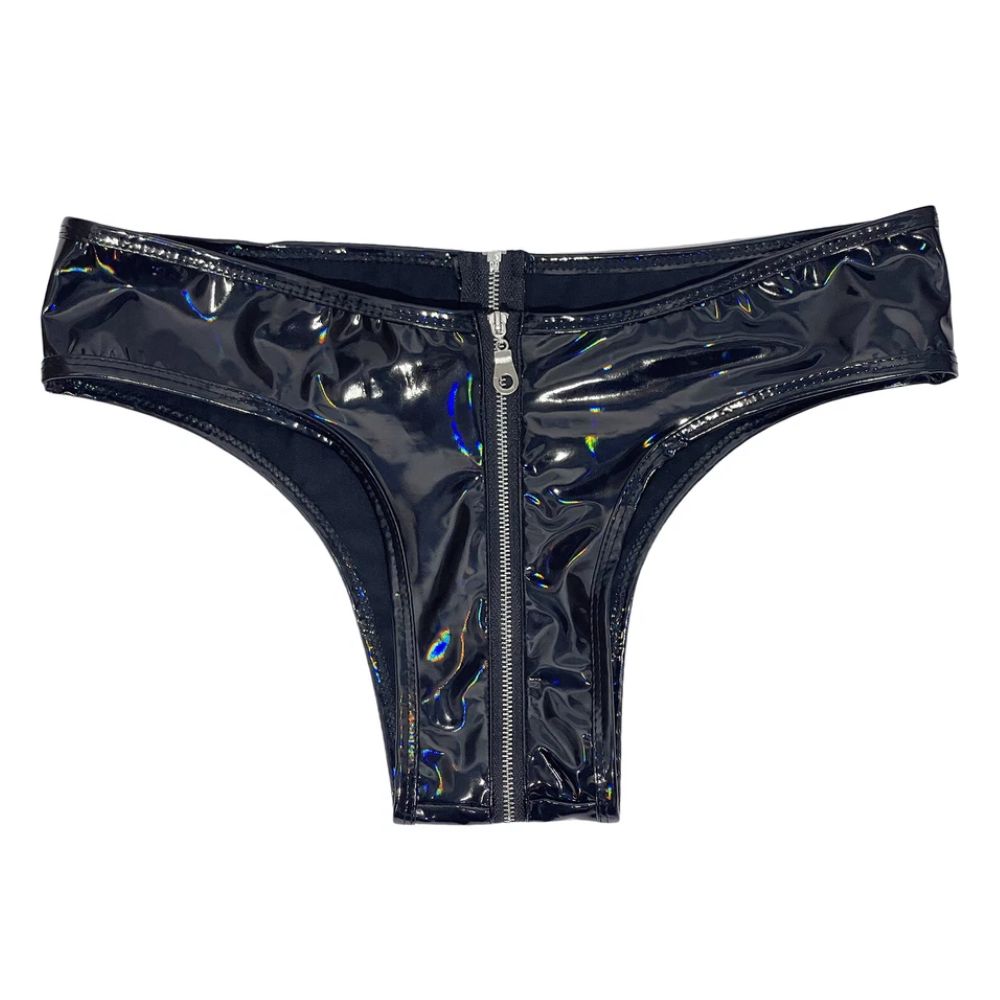 Premium Shinny Full Zip Latex Brief For Women