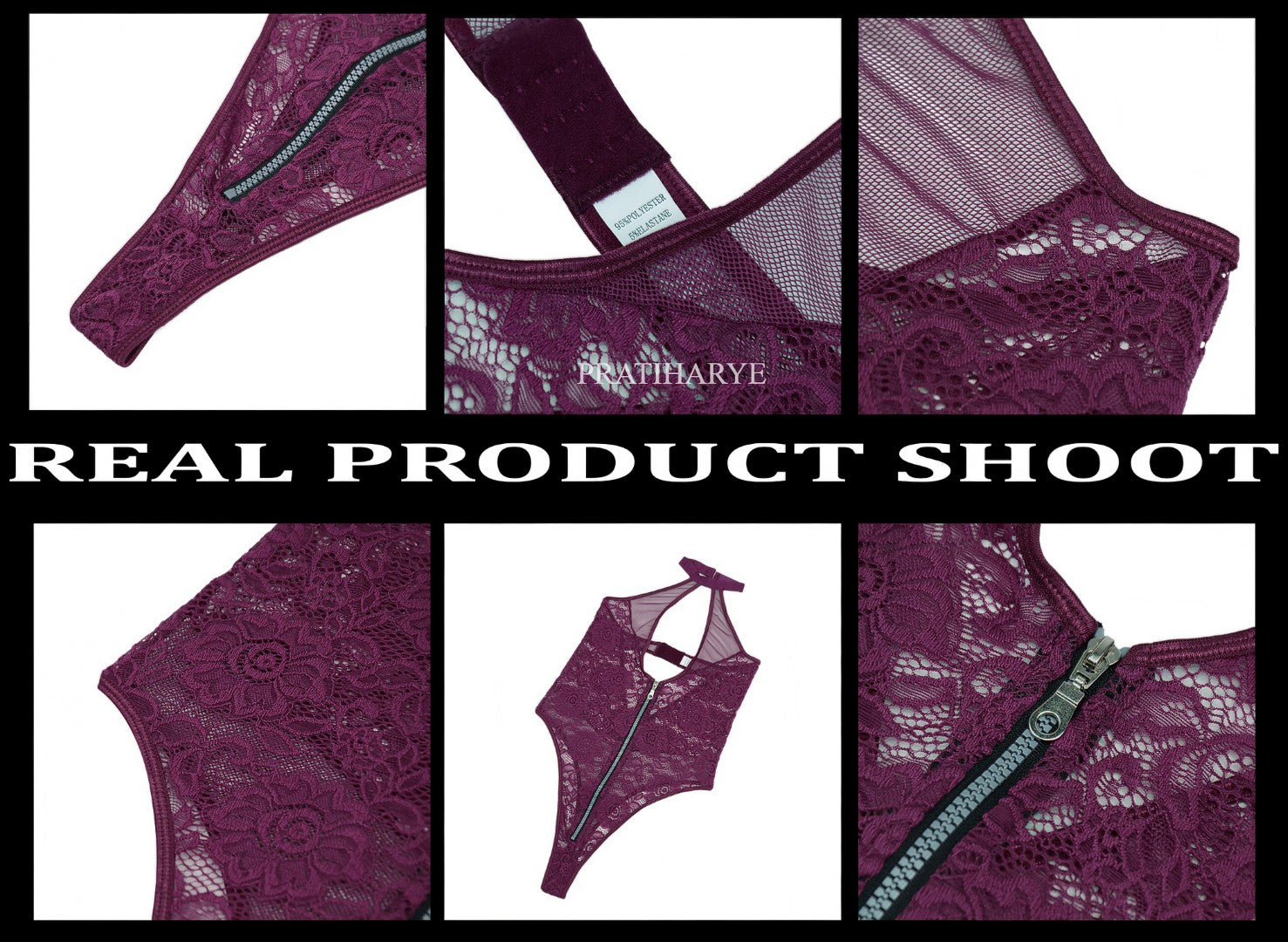 Halter neck teddy Bodysuit with Neck Choker - Non-Padded