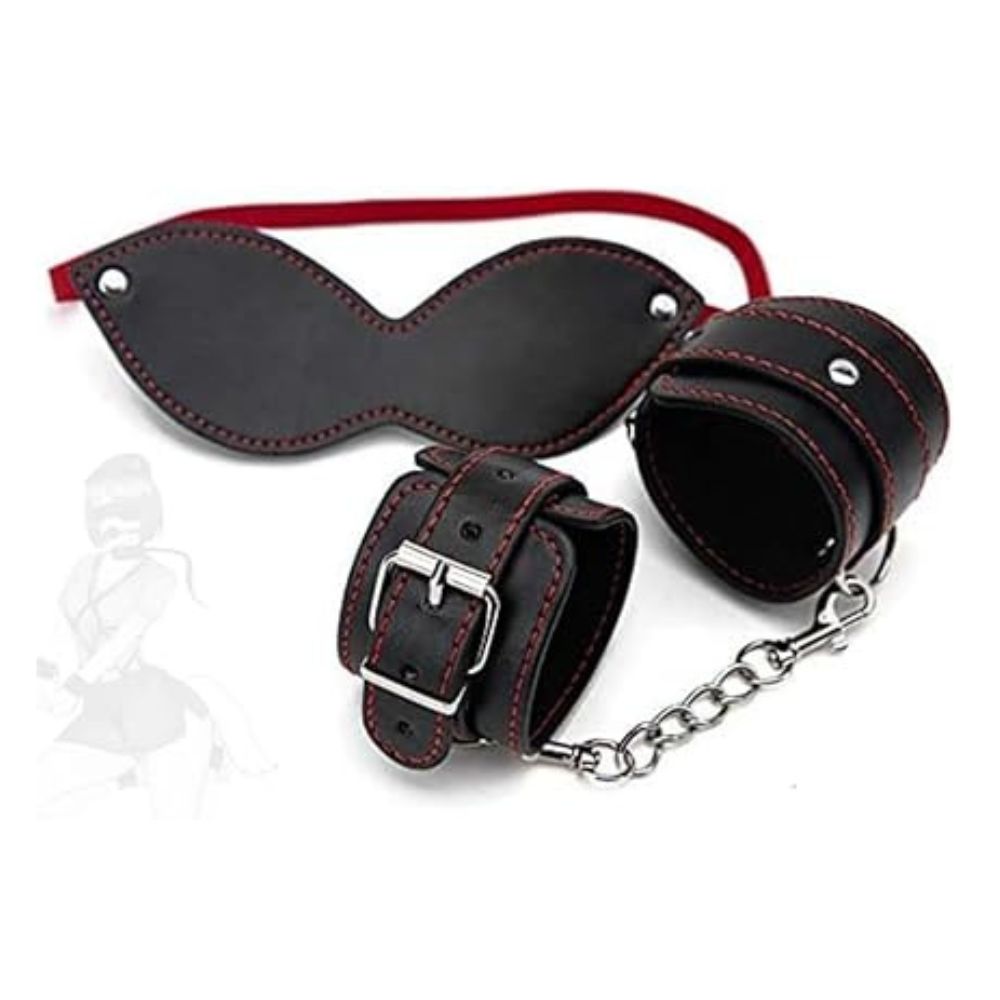 3pc Bondage Blindfold & Cuffs Set