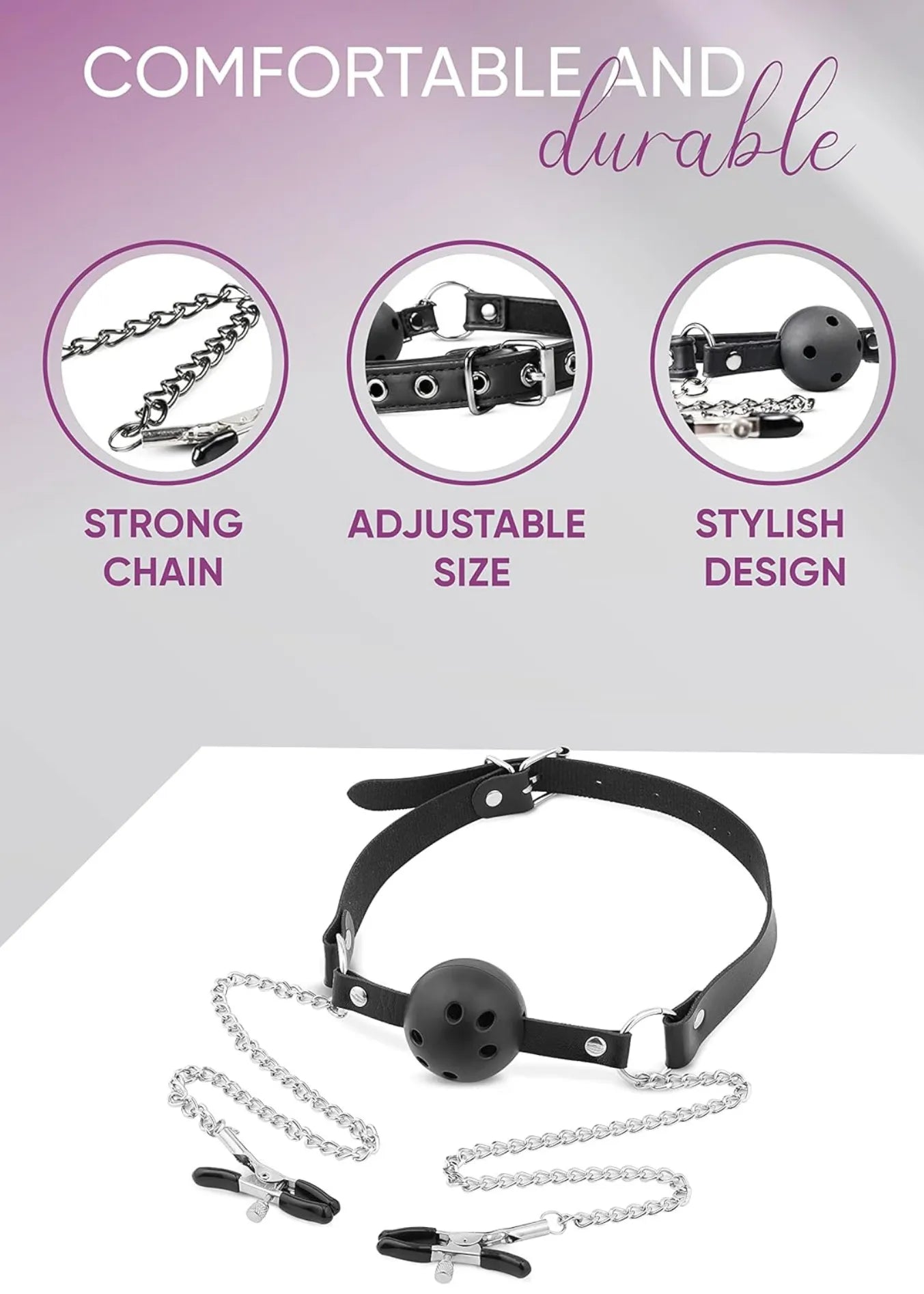 Mouth Gag Ball with Nipple Clamps